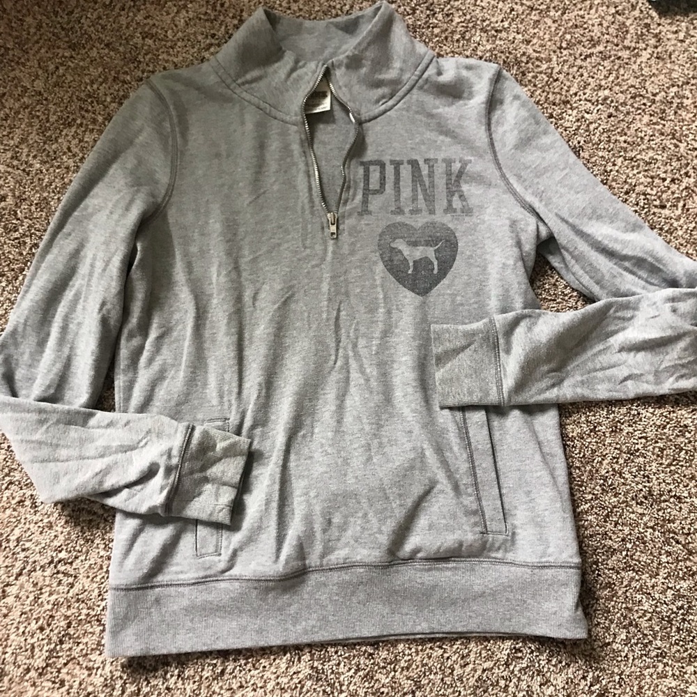 PINK mid zip sweatshirt